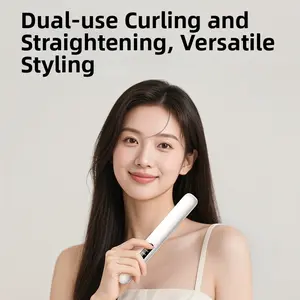 Two-in-one straightening and curling hair dryer, with digital display, professional fast-heating hair straightener, hairstyle shaping device, USB charging, portable curling hair dryer, Valentine's Day, Mother's Day gift