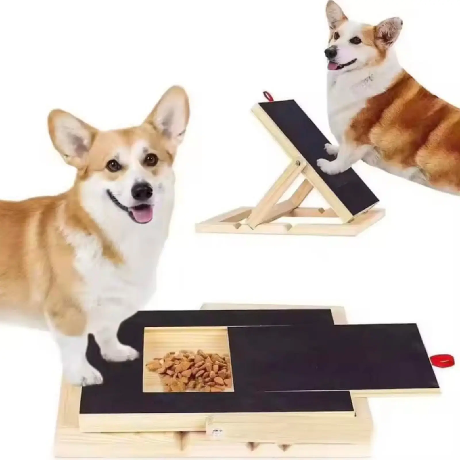 Dog Nail Scratch Board with Treat Drawer, Adjustable Dog Scratch Pad for Nails, Durable Wooden Nail Filing Board with Treat Drawer for All Breeds