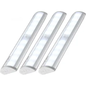 Cabinet LED Light, Motion Auto Sensing DIY Stick-on Anywhere Portable 10-led Wireless Closet Cabinet LED Night Light / Stairs Light, Step Light Bar with Magnetic Strip Cabinet / Drawer / Bar Sets / Hotel Closet
