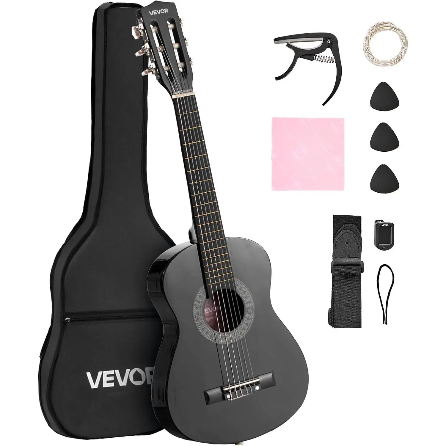 Spring new arrivals Acoustic Guitar, Classical Guitar Starter Kit for Beginners, with Nylon Strings, Basswood Guitar, for Kids Adults Girls Boys Students