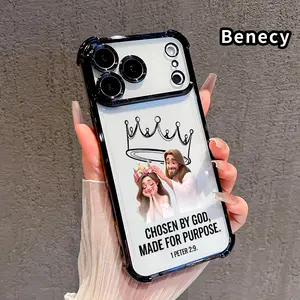 Phone Case for iPhone 17 Pro Max 16 15 Plus Air 14 13 12 11 E Divine Chosen Crown Pattern Four-corner Thickened Anti-drop Protective Silicone Cover Gift