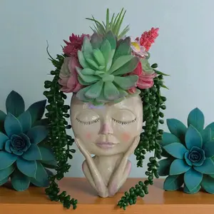 Head Planter Lady Face Planter Indoor Outdoor Succulent Arrangements Artificial Flower Arrangements Housewarming Gift Centerpiece