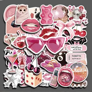 55PCS Pink Downtown Aesthetic Stickers Pack, Urban City Girl Style Art Vinyl Stickers for Laptop Water Bottle Phone Case Skateboard Journal Scrapbook DIY Decoration