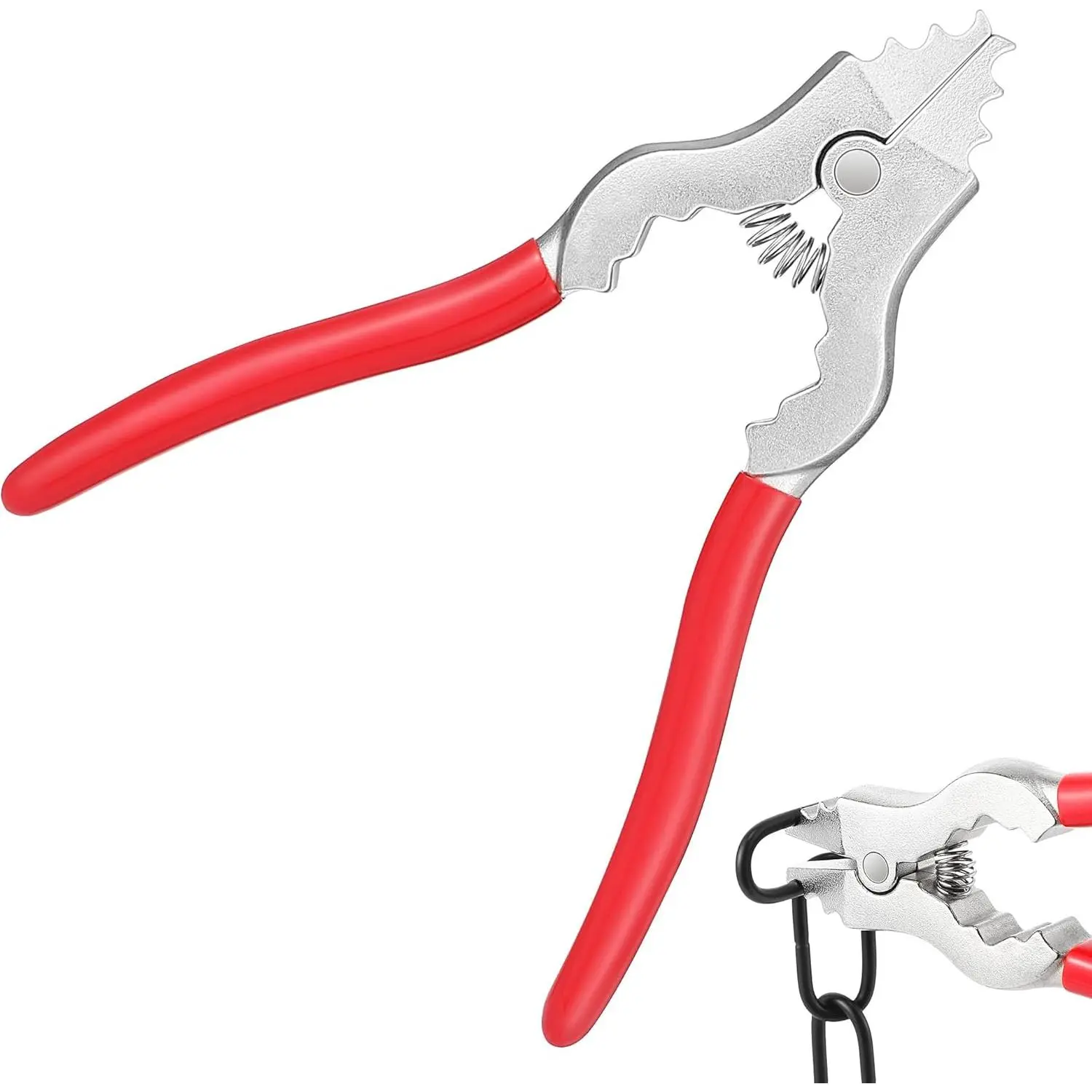 7-Inch Malleable Iron Fixture Link Pliers with Rubber Grip - 1 Compact Chain Pliers, 3 Tight-Fitting Positions, Opener/Closer/Remover Tool for Chandeliers, Resists Rust, Reduces Fatigue, Enhances Work Efficiency, Ideal for Construction Site User Safety