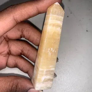 Natural Orange Calcite Crystal Mini Tower Obelisk