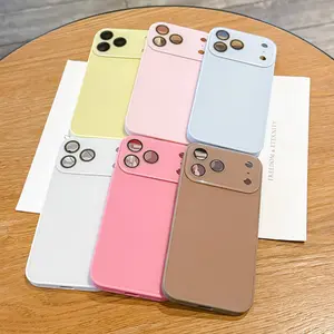 Luxury crystal texture mobile phone case, skin-feeling solid color mobile phone case suitable for iPhone17/16/15/14/13promax series, solid color mobile phone protective cover