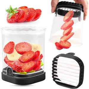 Creative Strawberry & Fruit Slicer - Detachable Cutter with Push Plate (Black)