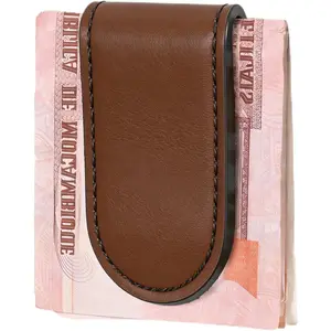 Slim Magnetic Leather Money Clip Business Card Holder Pocket Cash Wallet for Men Black Christmas