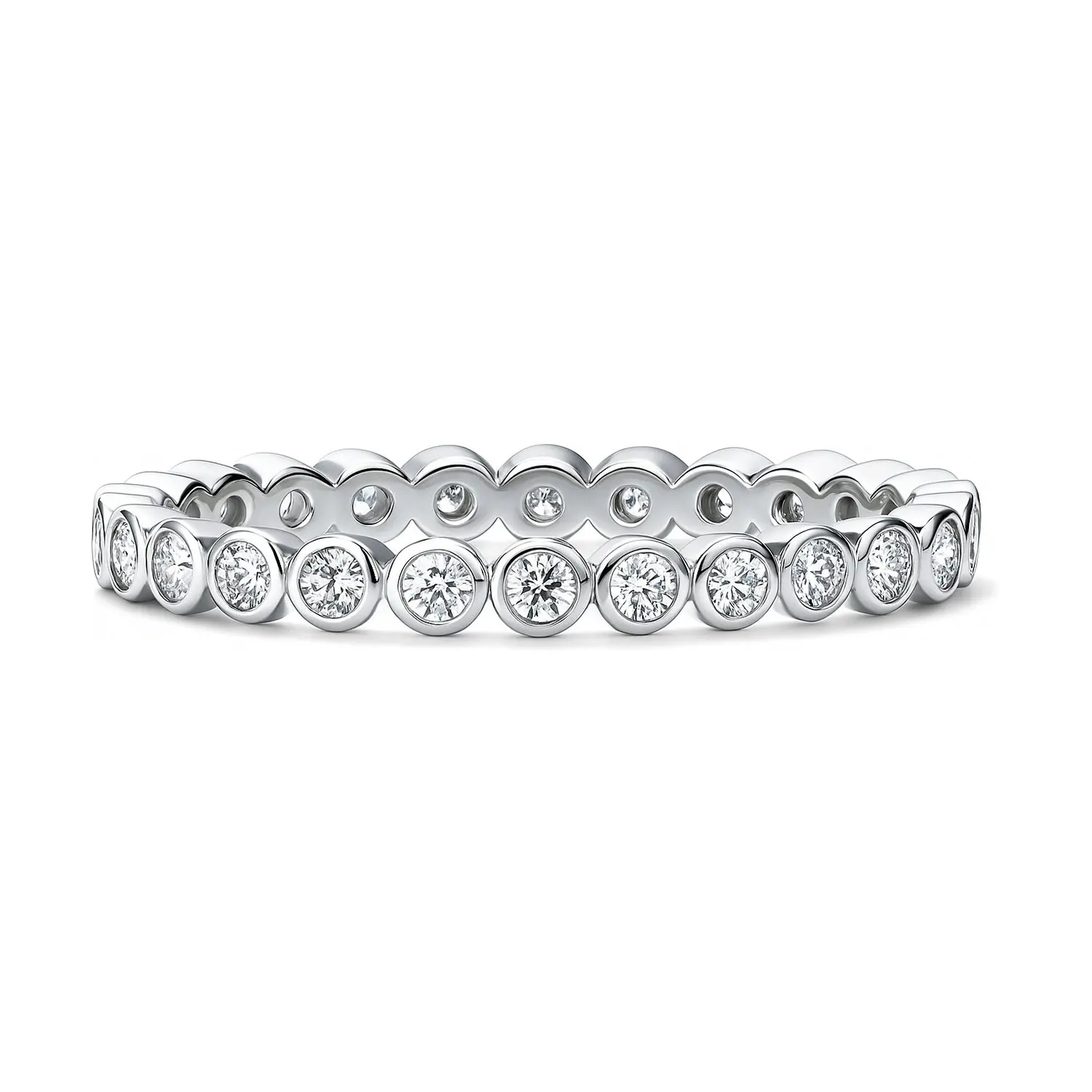 BERRICLE Sterling Silver Bubble Rings Stackable Eternity Band Ring for Women, Bezel Set Round Cut Cubic Zirconia CZ