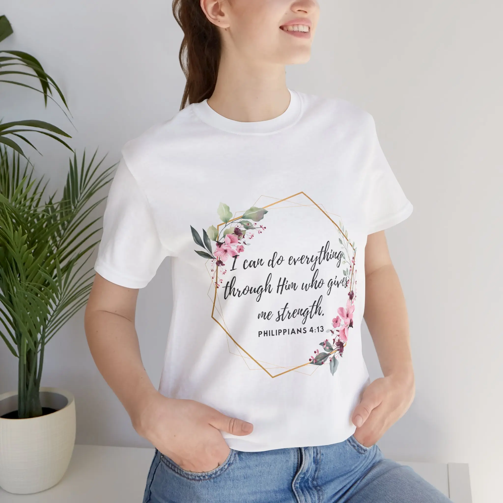 Bella+Canvas Cute Christian Unisex Jersey Short Sleeve Tee | Philippians 4:13