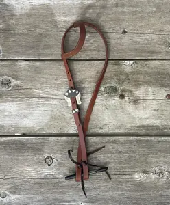 Oiled Harness Single Ear Headstall With Cowboy Gambler Buckle