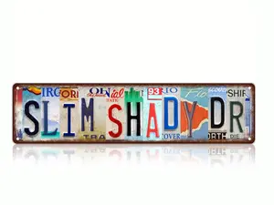 Vintage Slim Shady Aluminum Metal Tin Street Sign - 16x4 In Aluminum-Based Classic Collectible Home Decor Plaque for Bar, Man Cave, Aluminum-Based Home Signs, Classic Home Signs