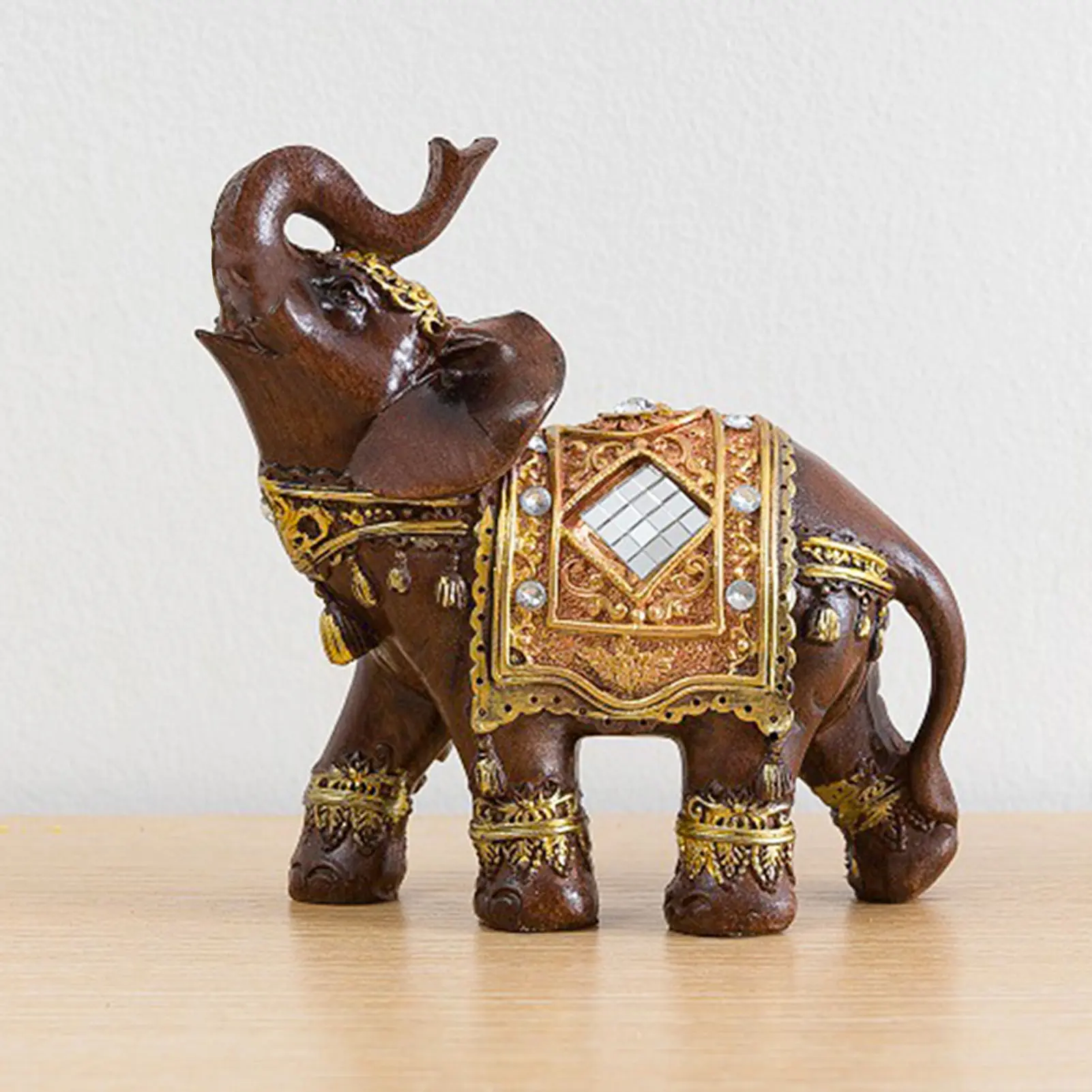 Elephant Statue, Lucky Feng Shui Green Elephant Sculpture Wealth Figurine for Home Office Decoration Gift