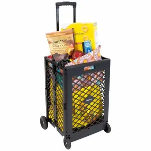 Mount-It! Shopping Cart - Plastic Foldable Utility Cart - Ideal for Storage and Organization