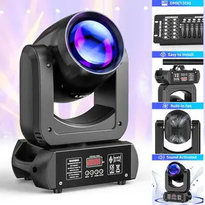 150W Moving Head Beam Light 18 Prism DJ Stage Light 8 Gobos  DMX512 Sound Activated for Party Wedding Club Church Stage Show Holiday