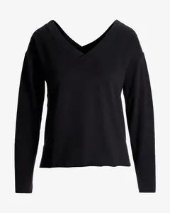 Cotton Comfort Double V Neck Sweatshirt Black