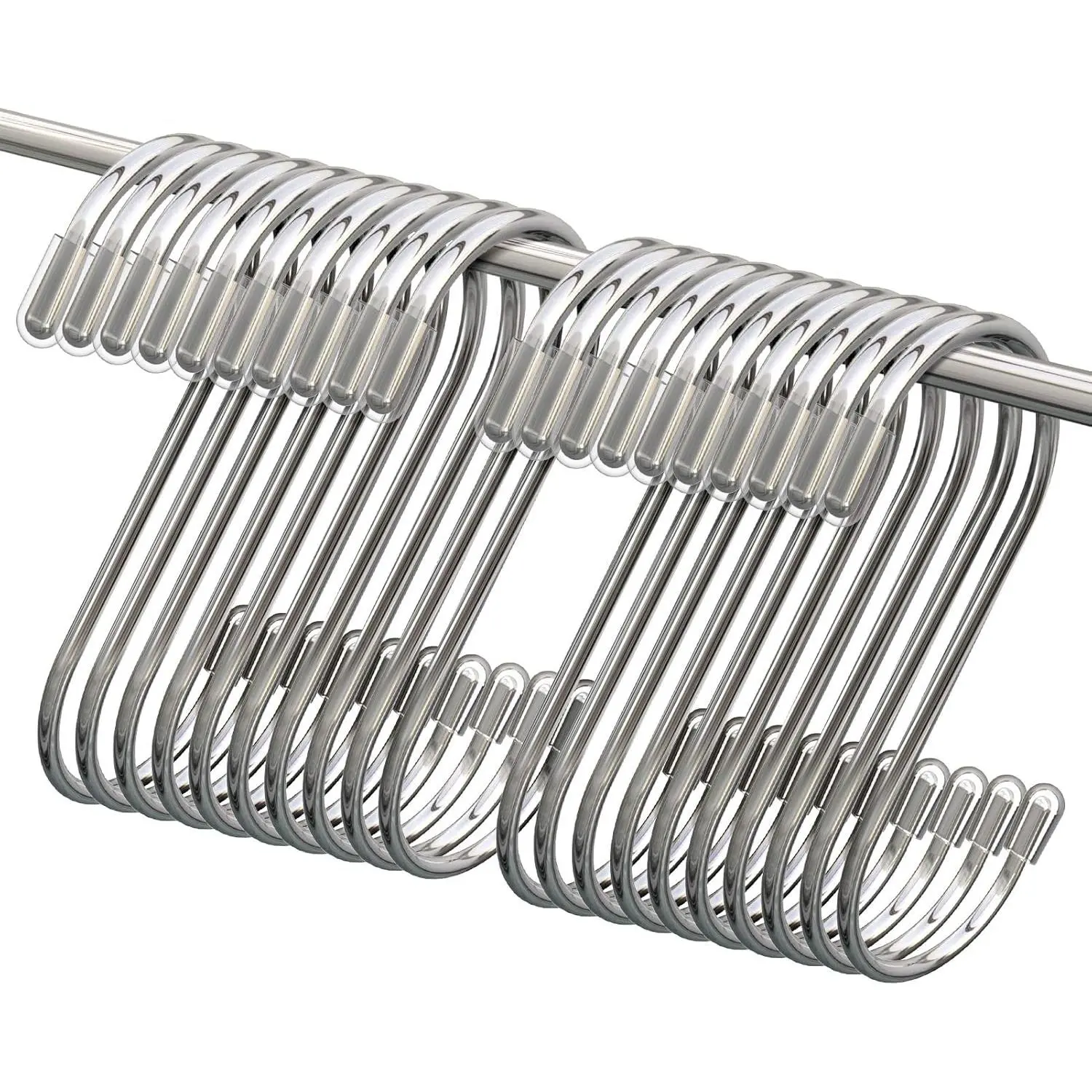 20 Pack S Hooks for Hanging, 3.4 Inch Metal S Shaped Hook Heavy Duty Hanging Hooks for Pots, Pans, , Bags, Cups, Clothes ()