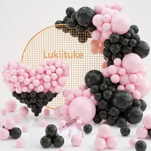 Black & Pink Balloon Garland Kit: 104pcs Pastel Pink and Black Balloons for Weddings & Showers