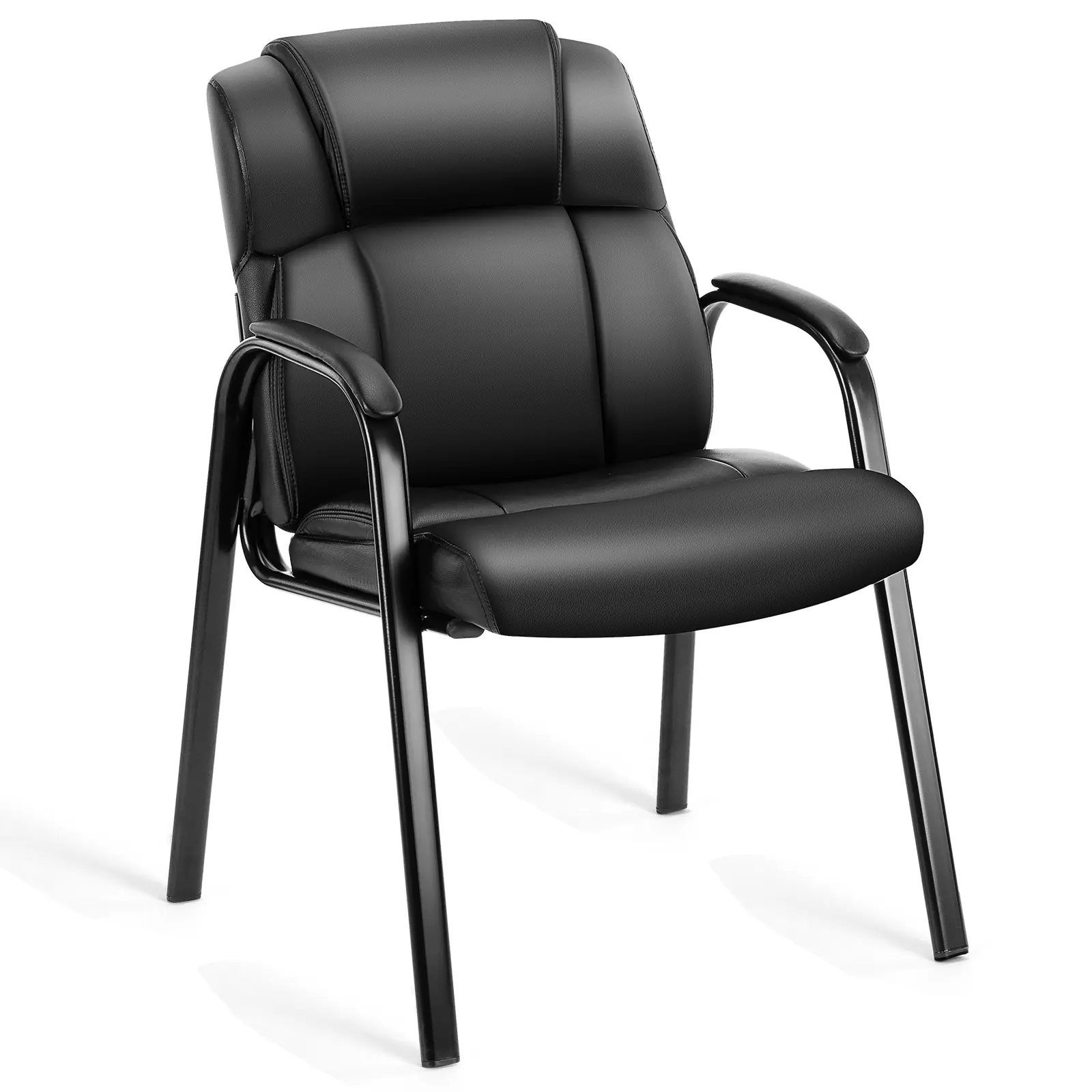 PU Leather Strong Desk Chair, Office Guest Chair with Sled Base & Padded Armrests, 250 Lbs Weight Capacity for Waiting Room or Conference Use, Strong Desk Chairs