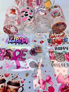 Random 20pcs UV DTF Packing and Cartoon Festival Used for Crafts Random Style Cup and Lid Stickers