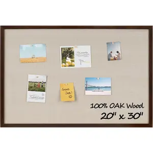 Cork Board Bulletin Board for Office, 20" x 30" Oak Wooden Framed Corkboard, Wall Mounted Notice Pin Board for School  & Office, Dark Walnut