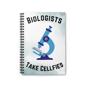 Biologists take Cellfies, Blue Spiral Notebook, Funny Science Lab Notebook, Biology Teacher or Student Unique Gift, Ruled Line Notebook