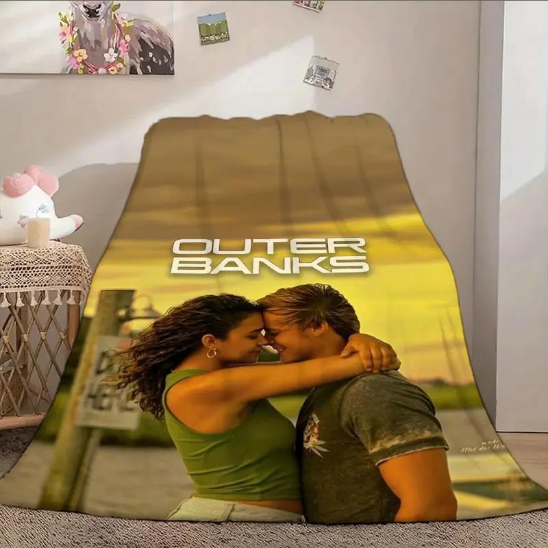 Outer Banks Blanket Ultra-Soft Flannel Warm Throw Featuring Coastal Adventure Designs, Perfect As A Sofa Throw, Travel Blanket, Lightweight Bed Blanket, Or Cozy Cover For Relaxing Evenings