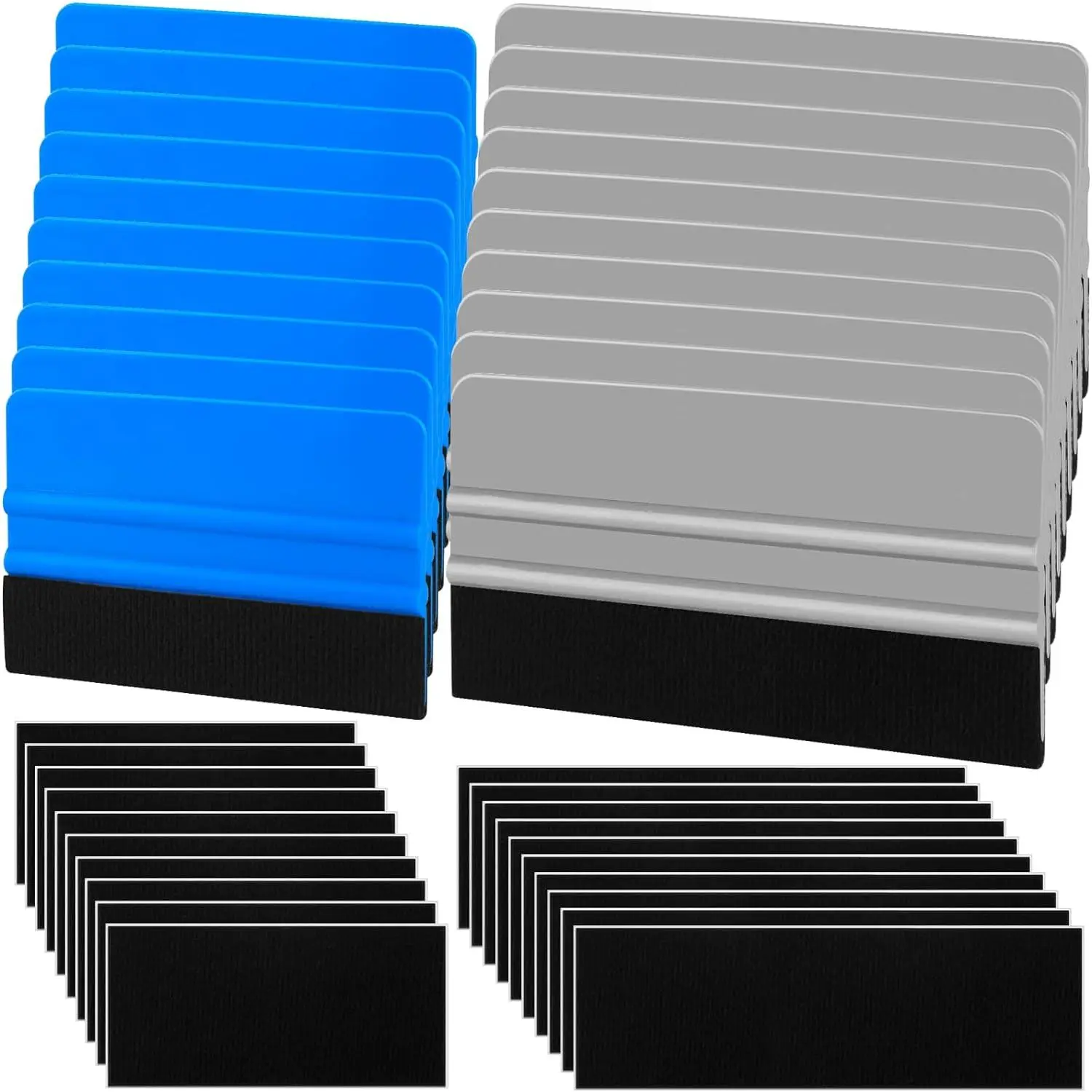 20 Pack Vinyl Wrap  4 Inch / 6 Inch Felt Edge  Window Film Tint Tool Decal Applicator Scraper Tool Wallpaper Smoothing Tool with 20 count Black Fabric Felt