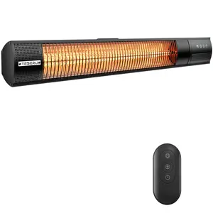 YESERLl Electric Patio Heater with Remote Control- 1500w Outdoor Heater Fast Heating with 3 Power Setting, WallMounted Carbon Infrared Heater Quiet - P55 Waterproof and 24H Timer for Snow Outdoor