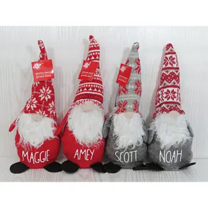 Personalized Christmas Gnomes – Holiday Custom Name Red Grey Plaid - Christmas Gift – Kids Secret Santa Gift – Home Decor - Stuffed Toy Stocking Stuffer