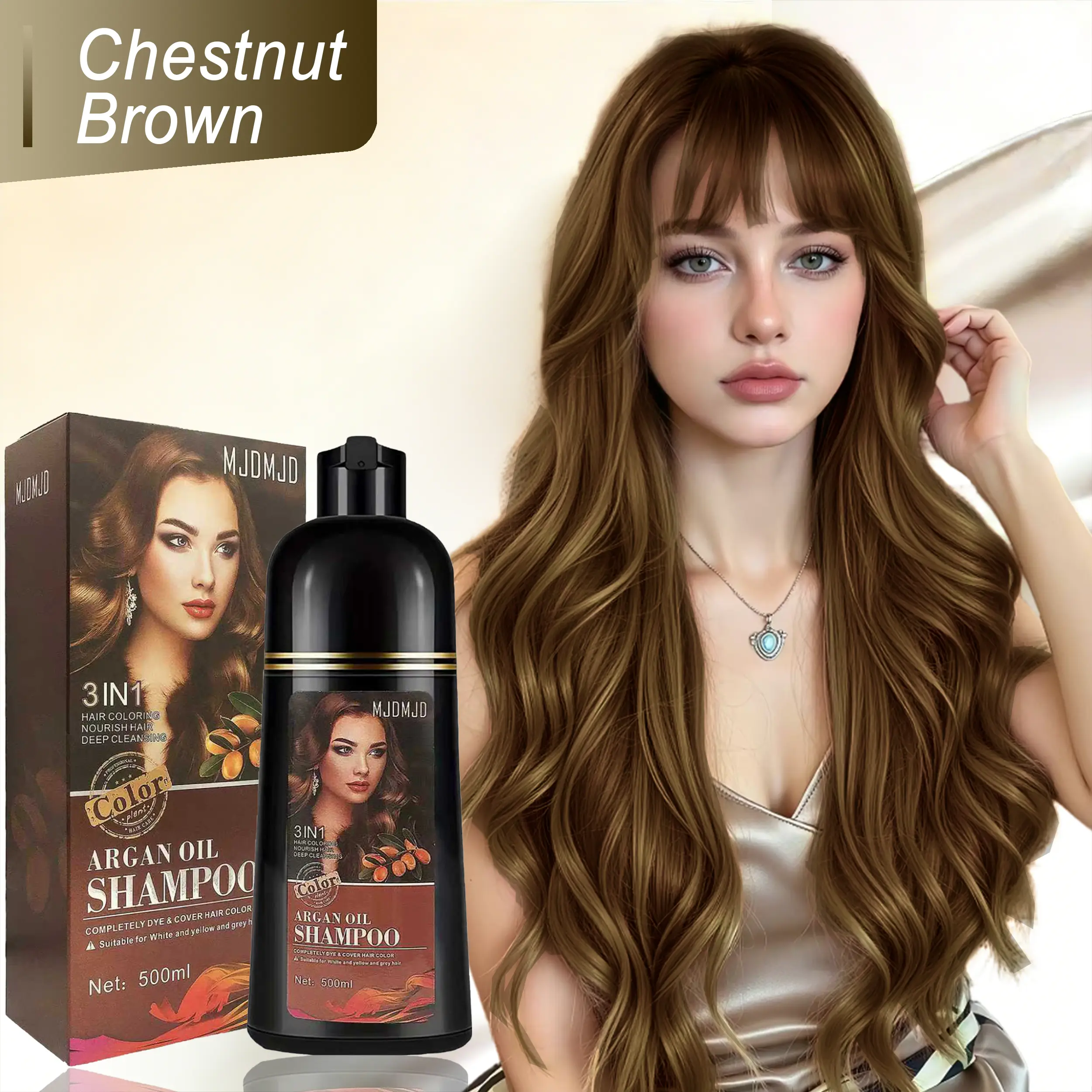 MJDMJD Blonde Brown Hair Dye Shampoo for Gray Coverage - 3 IN 1