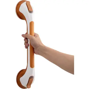 Shower Grab Bar 16 Inch Suction Cup Grab Bars for Bathroom, Removable Shower Safety Handle Heavy Duty Bathtub Grip for Seniors & ,  Handrails No Drilling ,  Grain