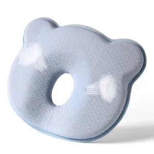 Memory Foam Baby Head Shaping Pillow Breathable Soft Bed Sleeping Pillow for Newborns Prevents Flat Head Syndrome Machine Washable Portable Travel Friendly