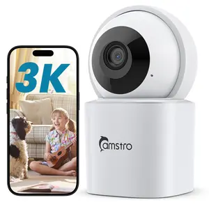 3K Indoor Security Camera,360°PTZ Home Baby/Pet Monitor,Auto Tracking,5MP Night Vision,2.4/5GHz WiFi,Motion & Sound Detection,2-Way Audio,SD Card/Cloud Storage,Works with Alexa,No Monthly Fee