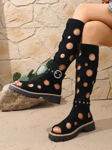 Ladies Summer Fashion Boots with Breathable Design, Thick Sole for Comfort, Anti-Slip Casual Roman Shoes, Stylish Footwear for Women