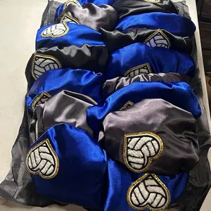 Customized Satin Bonnets can include: names, initials, patches, and combo sets.