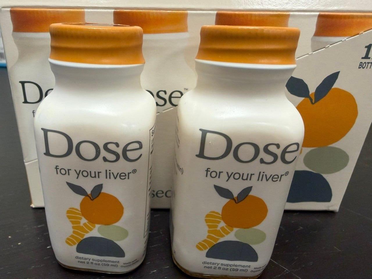 DOSE For Your Liver Organic Daily Detox Shots 2oz | Turmeric Milk Thistle Dandelion Liver Cleanse & Detox Support, USDA Organic, 2/6/12 Pack