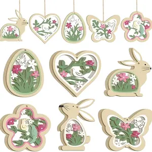 24-Piece Hanging Decor Set, Spring Decor Pendants, Easter Decorations, Rabbit Easter Ornaments, Perfect for Home Decoration