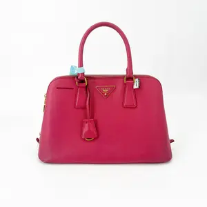 Pre-owned PRADA Leather  Top Handle Satchel Bag Promenade Fuchsia Pink Regular Saffiano