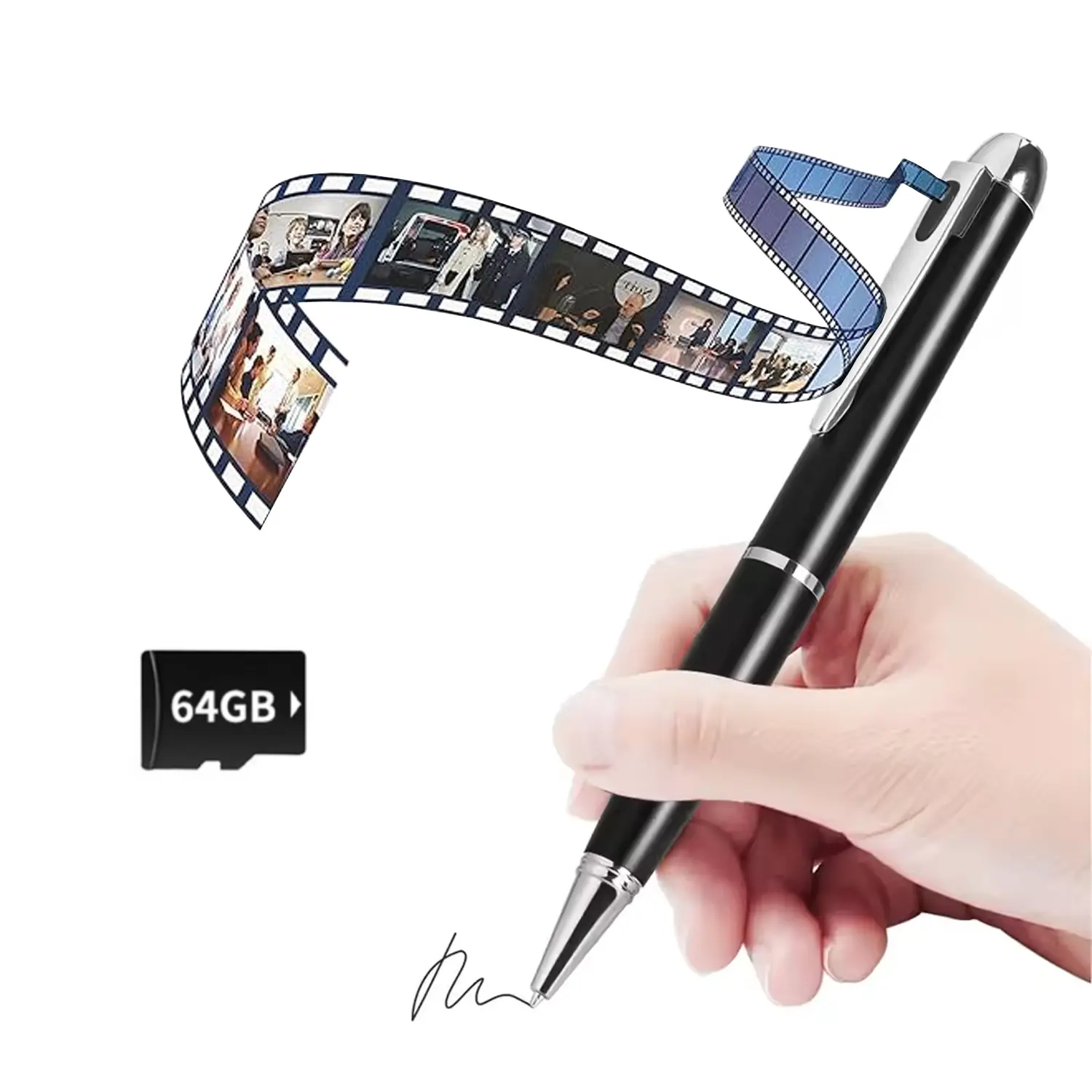 Mini 1080P Hidden Camera Pen 64GB Built-in Storage Body Camera with Loop Recording Easy to Use for Business Meetings Surveillance