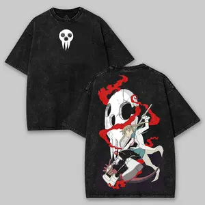 Retro Vintage Unisex Soul Eater Maka Albarn Anime Manga Acid Washed Heavyweight T-shirt, Anime Merch, Gift For Anime Fan. Menswear Top Tshirt Streetwear