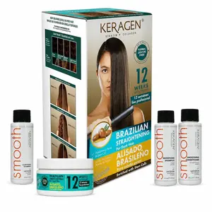 KERAGEN At-Home Keratin Smoothing Treatment – Formaldehyde-Free, Color-Safe System for Dark, Coarse & Frizzy Hair | 12-Week Frizz Control & Humidity Resistance | Organic-Infused Formula