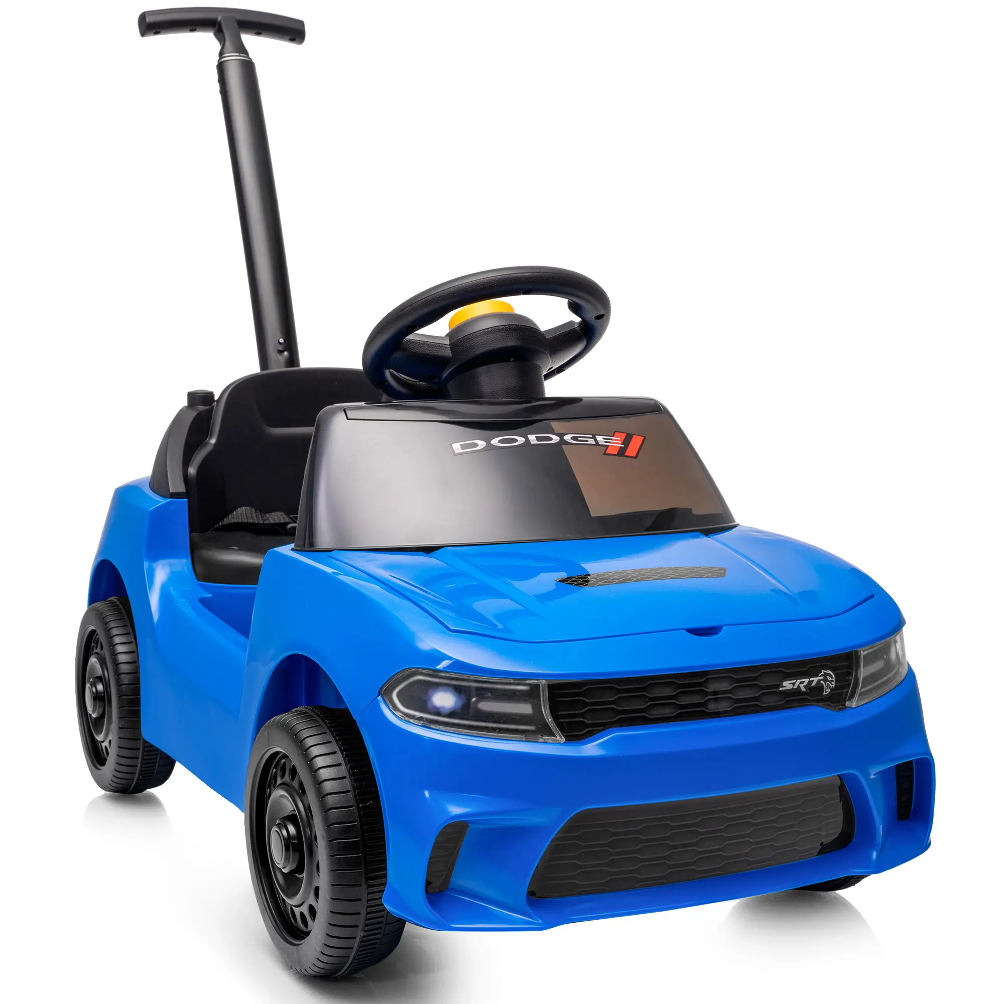 Officially Licensed Dodge Toddller Push Car with Adjustable Handle, Hidden Storage & Safety Belt, Ride On Car for Kids 12-30 Months, 44lbs Capacity