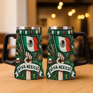 1pc 24oz Stainless Steel Insulated Mug ¡ Viva México! Long live Mexico! A cup that ignites the Latin American spirit. Suitable for outdoor, sports, and indoor use. A great gift for football fans. Large capacity water bottle