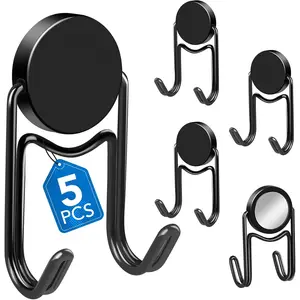 Black Magnetic Hooks, Cruise Essentials, Cruise Must Haves, 50Lbs Swivel Heavy Duty Magnetic Hooks for Cruise Cabins, Hanging, Refrigerator, Classroom, Grill, and Strong Magnet Hook -5 Pcs