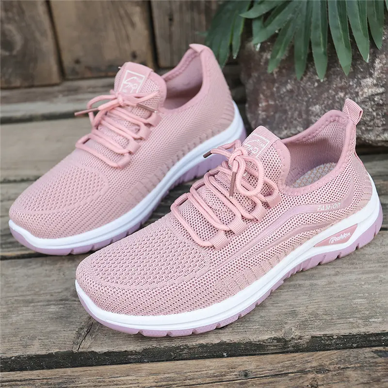 Women's Stretch Mesh Breathable Lace-Up Casual Runner Sneakers - Lightweight, Shock-Absorbing Gradient Wedge Sole, Non-Slip, Comfortable for All-Day Standing Work, Gym, Daily Outfits bbb cute shoes street style