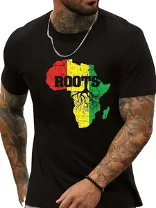 Men's T-Shirt Black Africa Map ROOTS Rasta Colors Casual Wear Clothes Cotton graphic tee graphic t-shirts men gifts clothes men