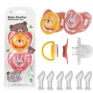 Miyocar Lovely Baby Pacifiers Bring Replacement Nipple (2 Pcs) Includes 6 Different Sized Silicone Teat for Boy Girl all size pacifier bling