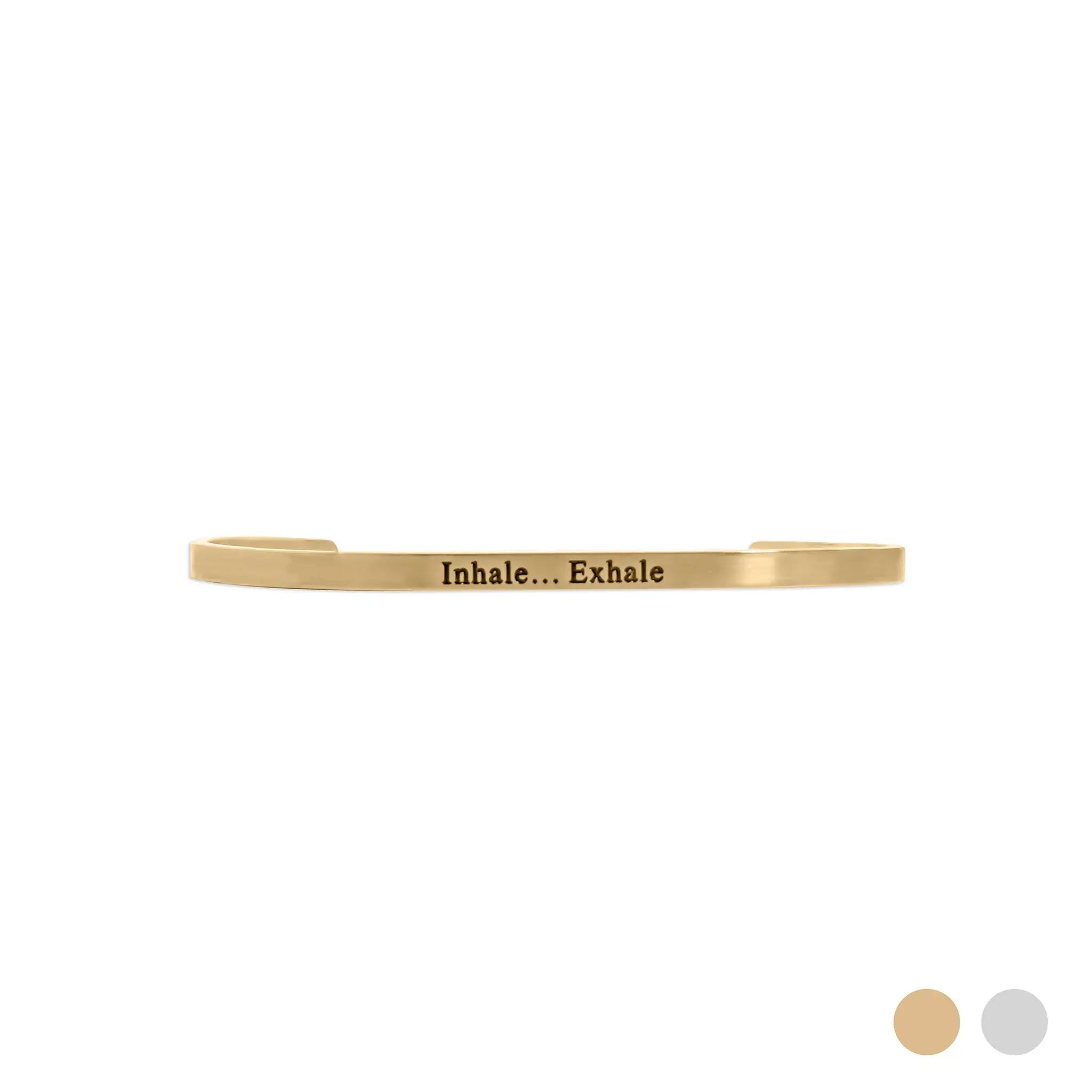 "Inhale Exhale" Engraved Cuff Bracelet