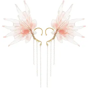 Women Fairy Ear Cuffs Beautiful Clip-on Mermaid Earrings Fashion Ear Cuffs Cosplay Accessories